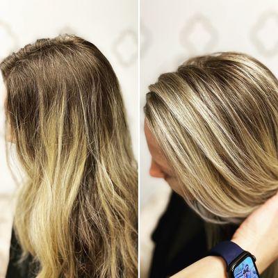 Balayage, teasy lights and baby lights