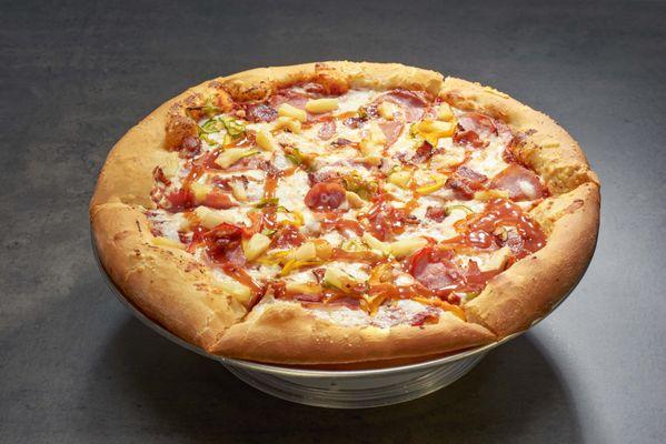 Hula Baby - Ham, Bacon, Pineapple, Peppers, Red Onions, and our Original Hula Baby Drizzle