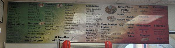 Menu and prices 7.23.2024