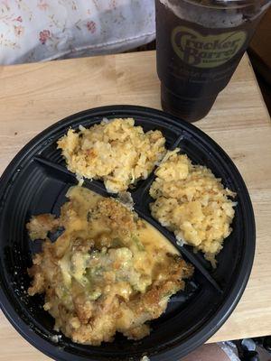 Chicken Broccoli Casserole with 2 sides of Hashbrown Casserole!  YUMMY!