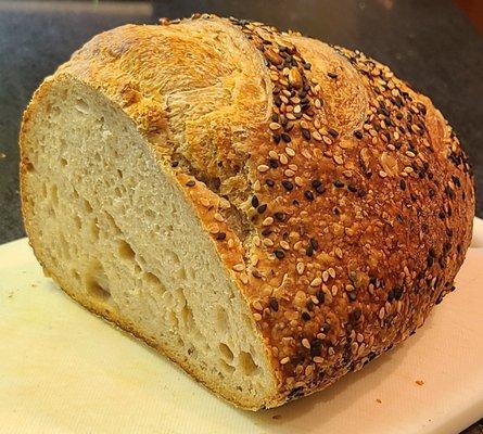 Sesame Country Sourdough loaf.