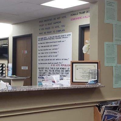 Bigotry and propaganda in a doctor's office is unacceptable.