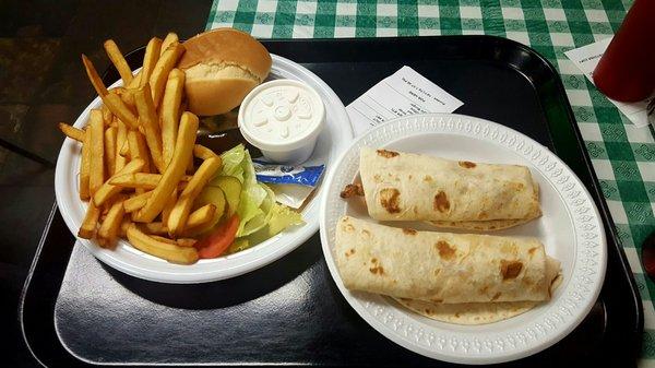 Sajid burger & buffalo wrap!