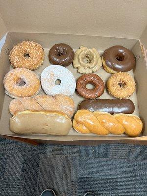 A yummy box of donuts. Super Fresh!