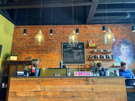 A view of the counter. It's very tastefully decorated.