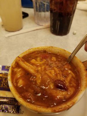 Chili with noodles??  Different but tasty