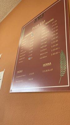 Price List