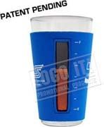 pint koozie with PATENT PENDING see-through window