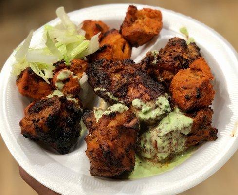 The chicken platter: chicken tikka and chicken Malai boti