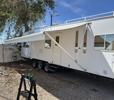 New rv awning fabric completed in Santee, Ca by our mobile rv repair service