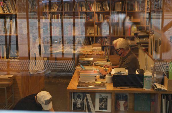 Owner David in his bookstore during covid.