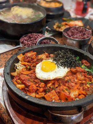 C10. Rice with Spicy Seasoned Octopus in a Stone Pot and Tofu Combo