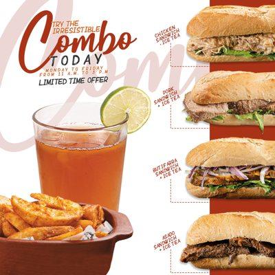 Only one week left to enjoy our delicious sandwich combo with iced tea! Don't miss out on this amazing promotion. Grab yours!