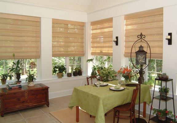 Horizon roman wood shades in a house in Wailua, Kauai.