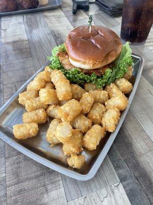 Buffalo Chicken Sandwich (grilled) with Side Tater Tots