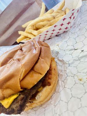 Bbq Bacon Burger and fries