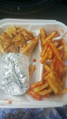 Blacken chicken wrap and fries...Bomb