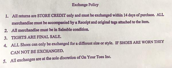 Exchange Policy