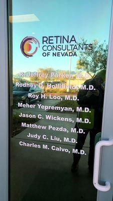 D' Doctors list on door at Retinal Consultants of Nevada Centennial  Friday December 06, 2023