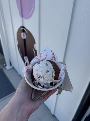 Open face ice cream cookie sandwich $6.50