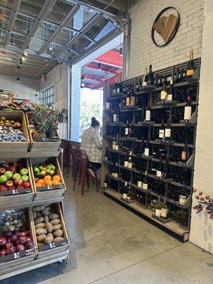 Wine selection and fresh produce