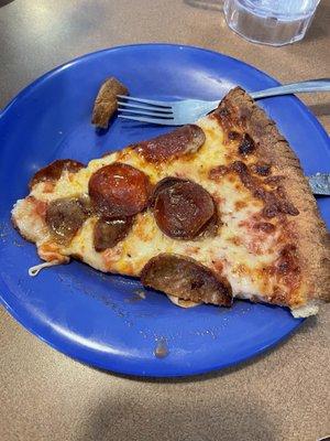 Pepperoni and sausage pizza