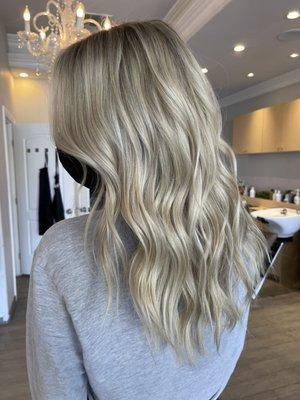 Icy blonde balayage by janine