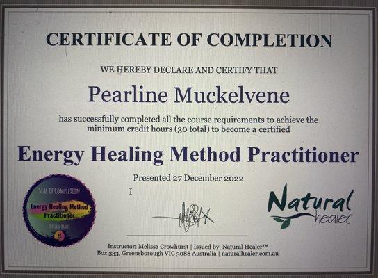 Energy Healing Certificate