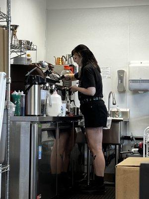 Barista doing what she does... Nicely done