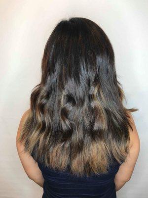 Back view of balayage