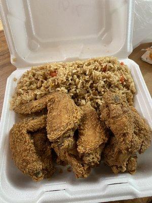 Fried wings and fried rice