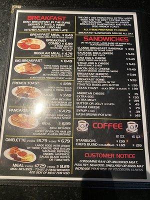 Menu back