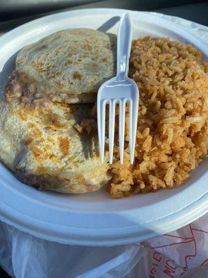 Bean and cheese gorditas with rice