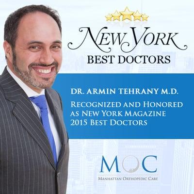 Dr. Armin Tehrany was listed in New York magazine as one of the Best Doctors for 2015 issue.