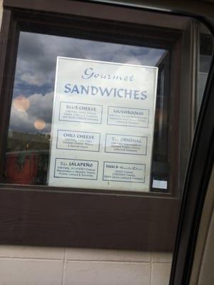 Gourmet sandwich menu