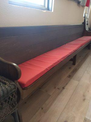 Fitting! A church pew in Baptist country in a distillery!