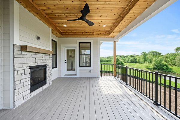 Covered Deck with see-through fireplace