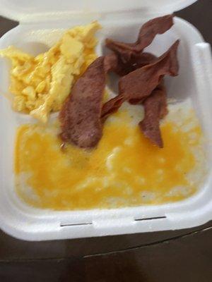 2 Egg breakfast with Cheese Grits and Turkey Bacon sorry I ate the toast before I got back to the hotel!