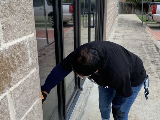 Our Cleaning Technician implementing our Gold Standard Disinfecting Program.