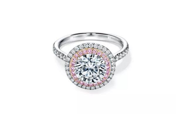 Natural pink diamonds make a brilliant halo