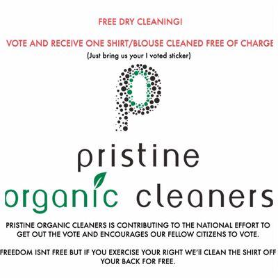 Vote and get free dry cleaning.