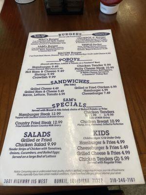 menu