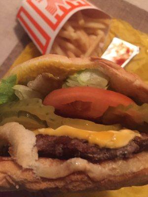 Whataburger with cheese and fries