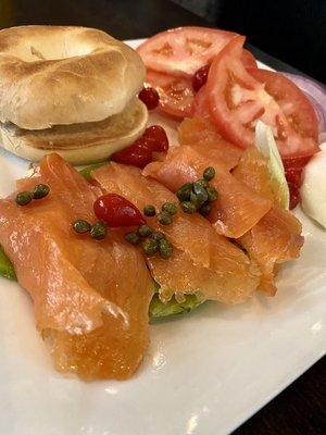 Lox bagel and cream cheese. So fresh, just perfect for a summer morning!!!