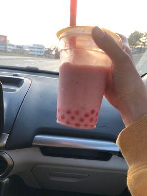 Coconut raspberry with star berry boba yum!!