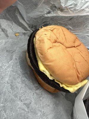 Bologna egg and cheese on a bun