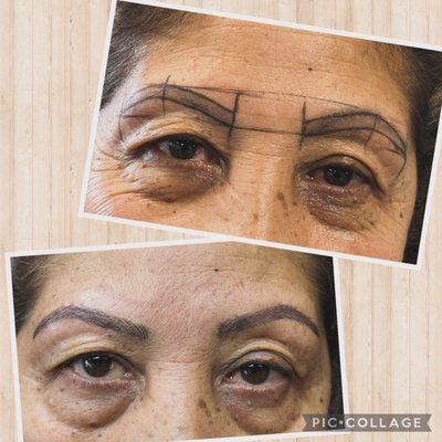 Microblading over old tattoo