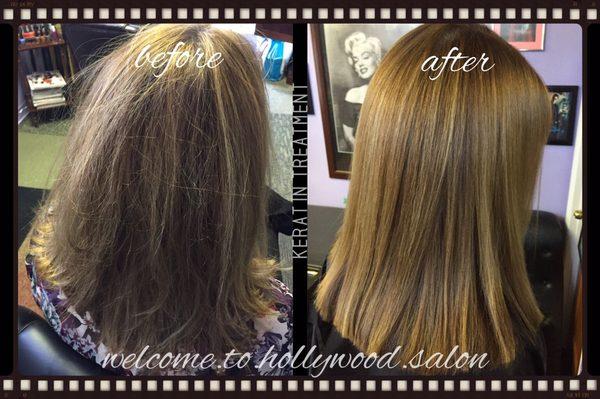 Keratin smoothing treatment on colored and highlighted hair --by John