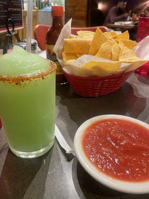 Chips and Salsa and house margarita