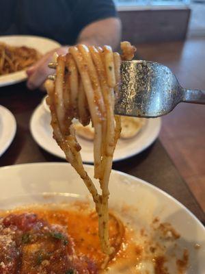 Taste of spaghetti. Outstanding!  Pasta perfectly cooked.